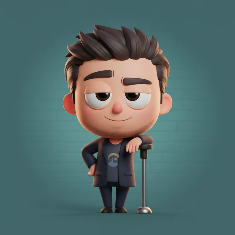 3D sarcastic comedian character deadpan about watching one more YouTube video