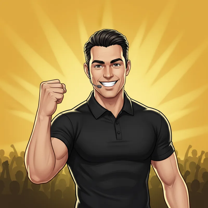 motivational speaker character cheering on a No Scroll September participant