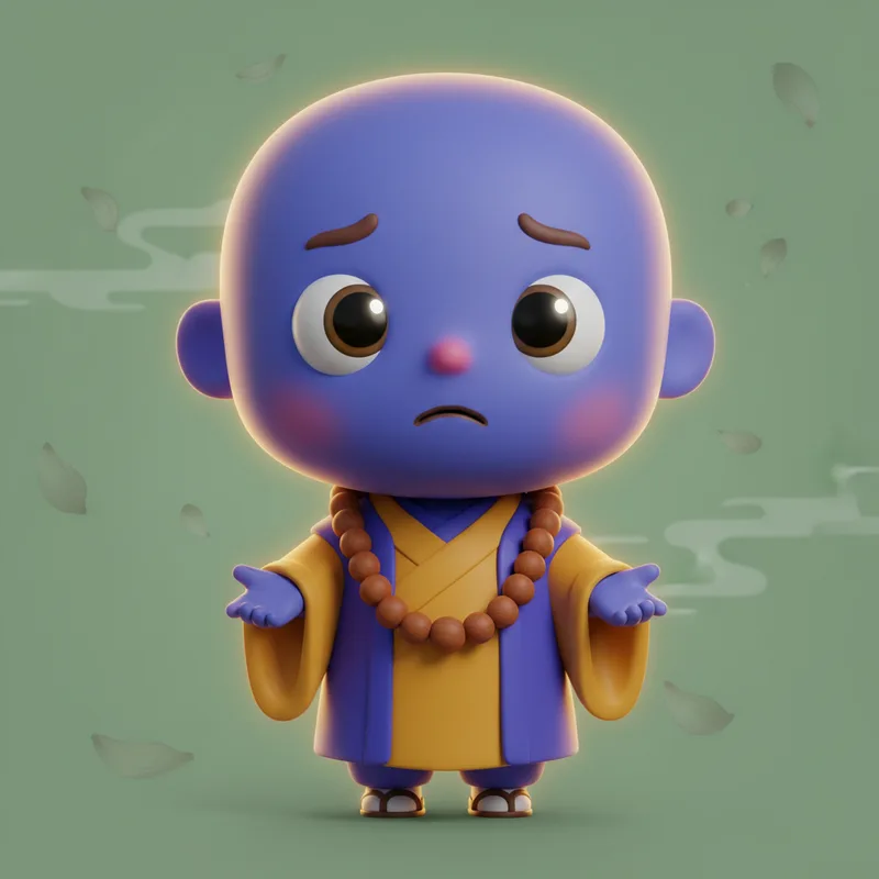 3D zen master character looking concerned about an endless TikTok feed